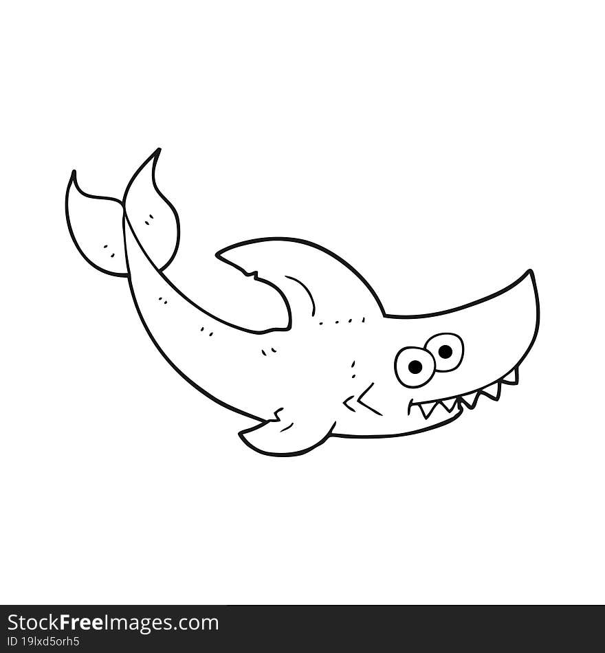 black and white cartoon shark