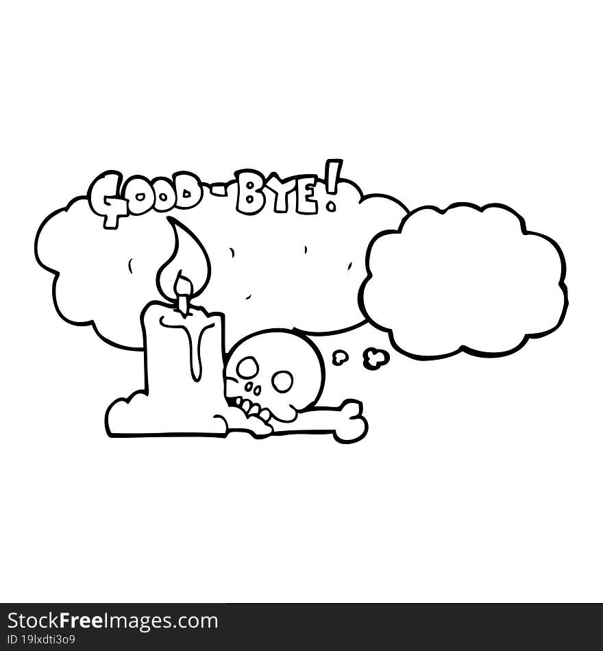 freehand drawn thought bubble cartoon goodbye sign