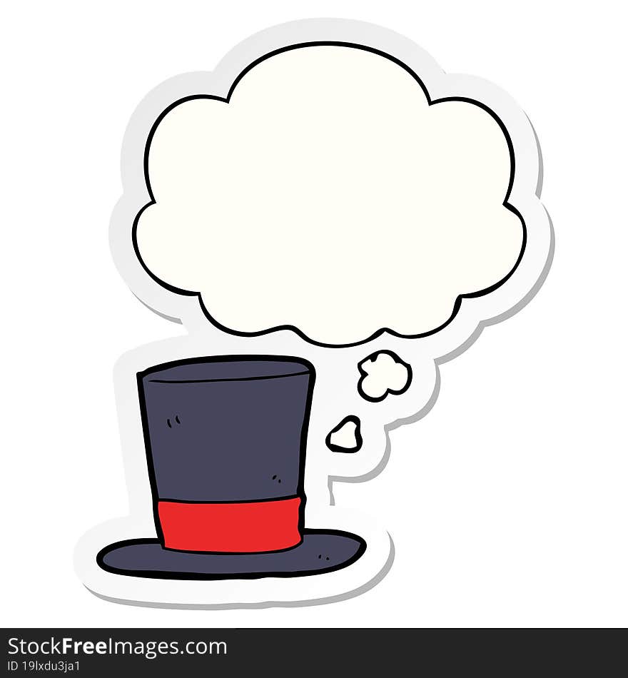 cartoon top hat and thought bubble as a printed sticker