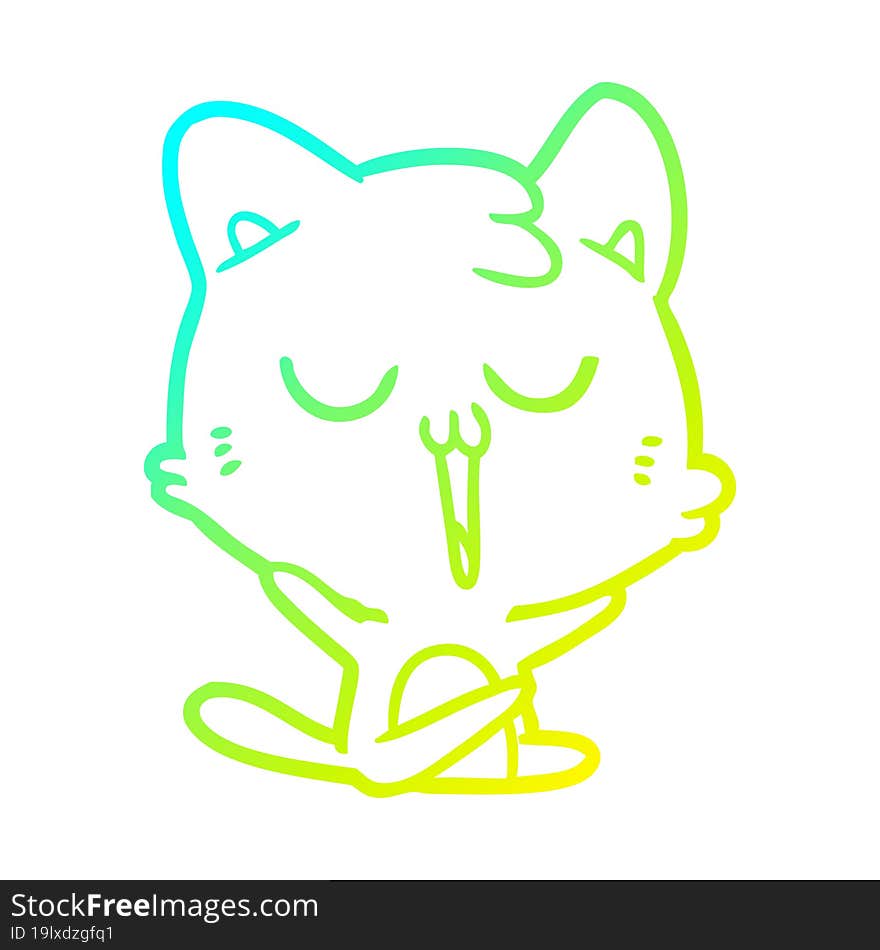 cold gradient line drawing cartoon cat singing