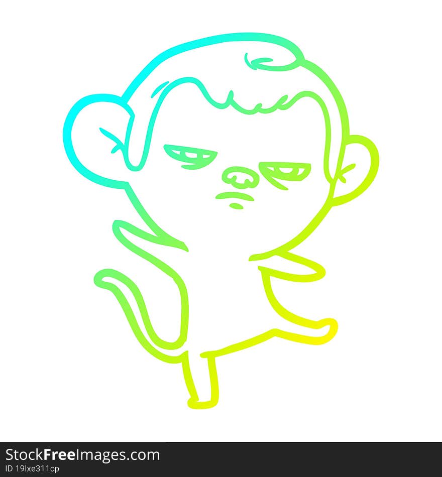 cold gradient line drawing cartoon annoyed monkey