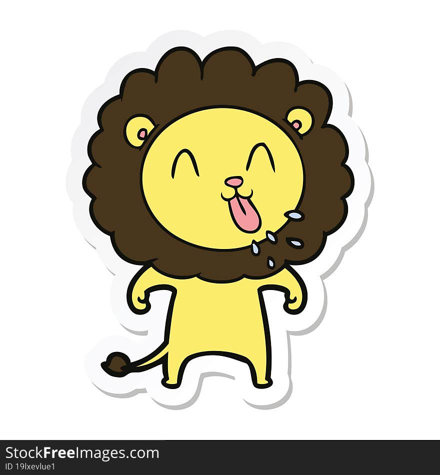 sticker of a happy cartoon lion