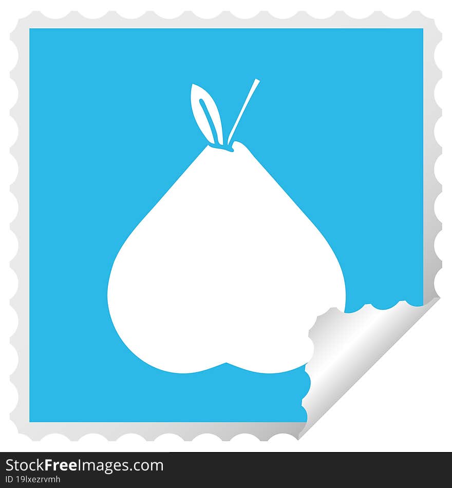 square peeling sticker cartoon of a green pear