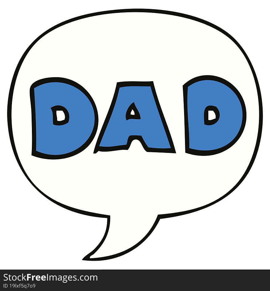 cartoon word dad and speech bubble