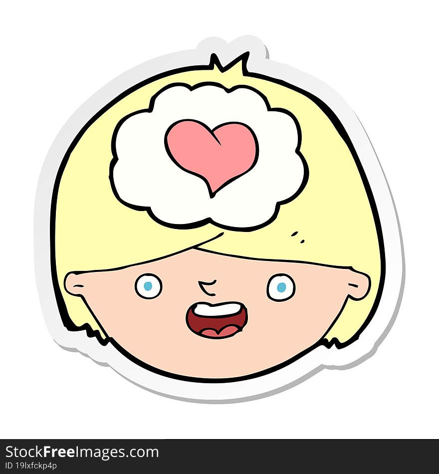 sticker of a cartoon man in love