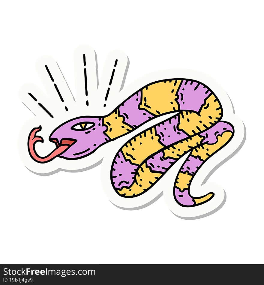 sticker of tattoo style hissing snake