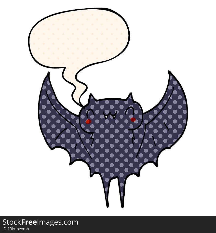 cartoon bat and speech bubble in comic book style