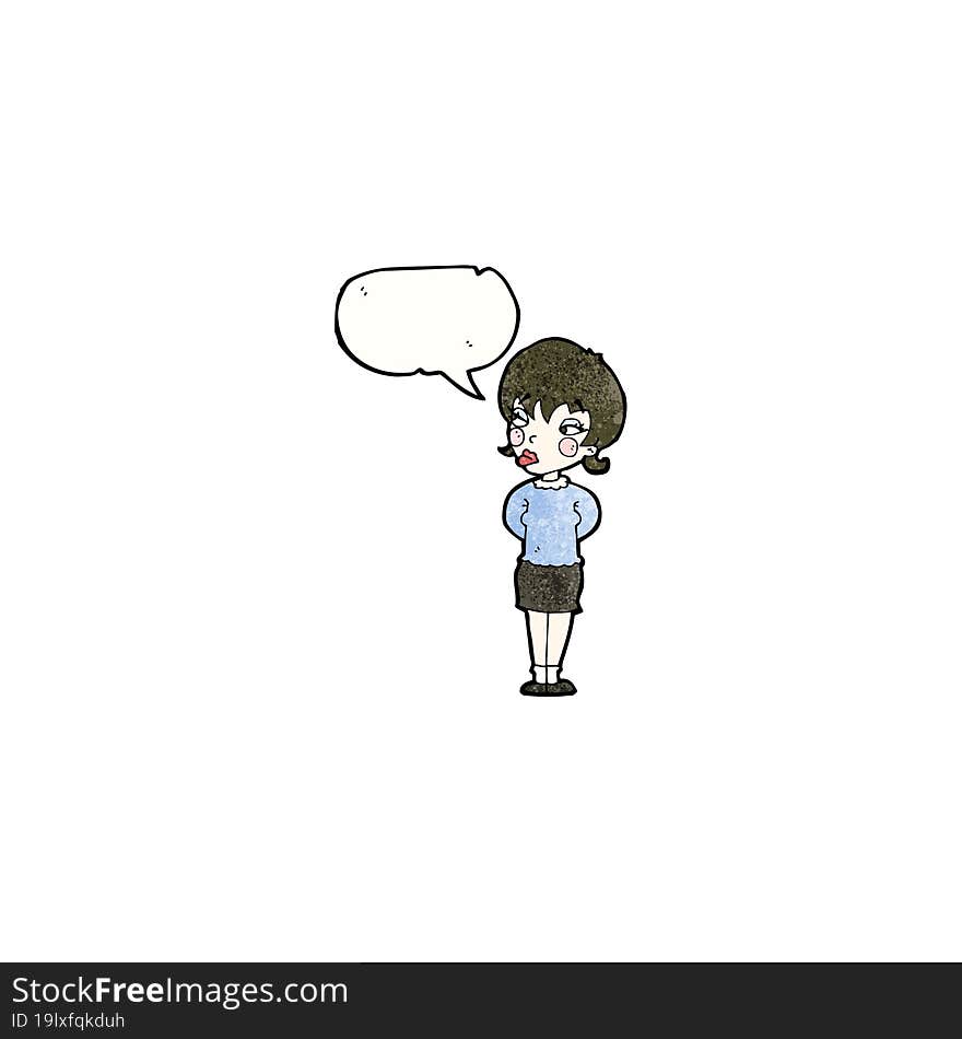 cartoon woman with speech bubble