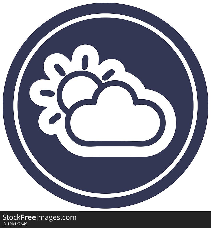 sun and cloud circular icon symbol