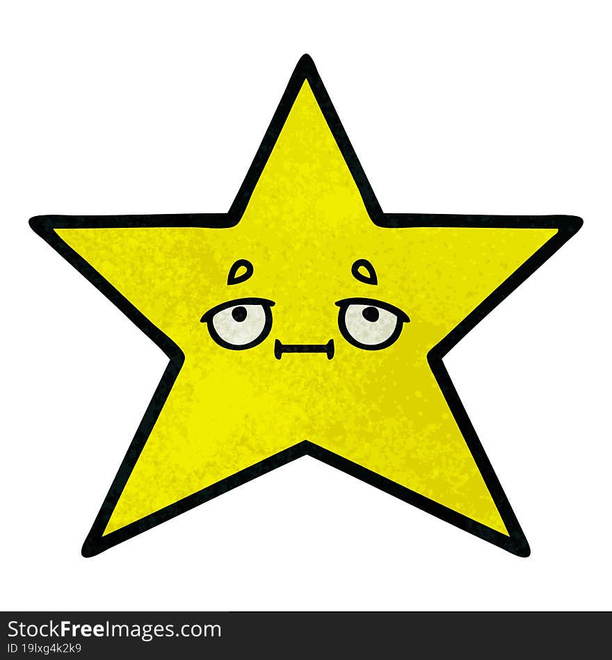 retro grunge texture cartoon of a gold star