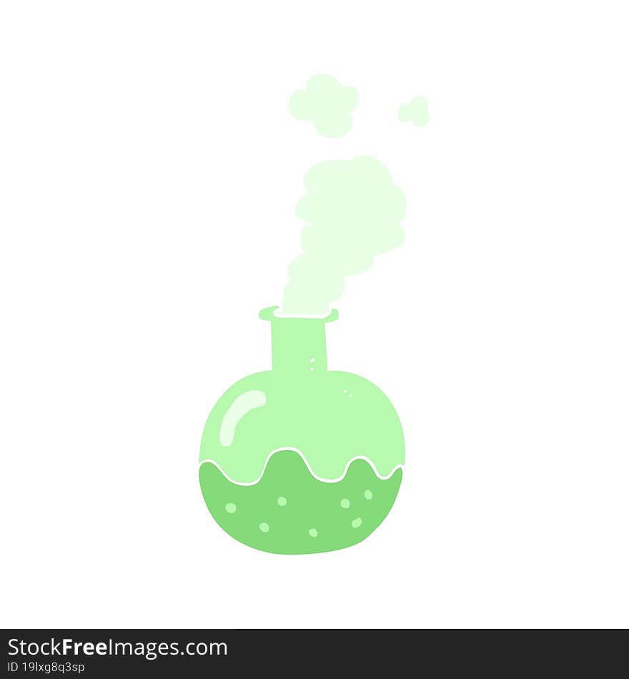 Flat Color Illustration Of A Cartoon Chemical Reaction