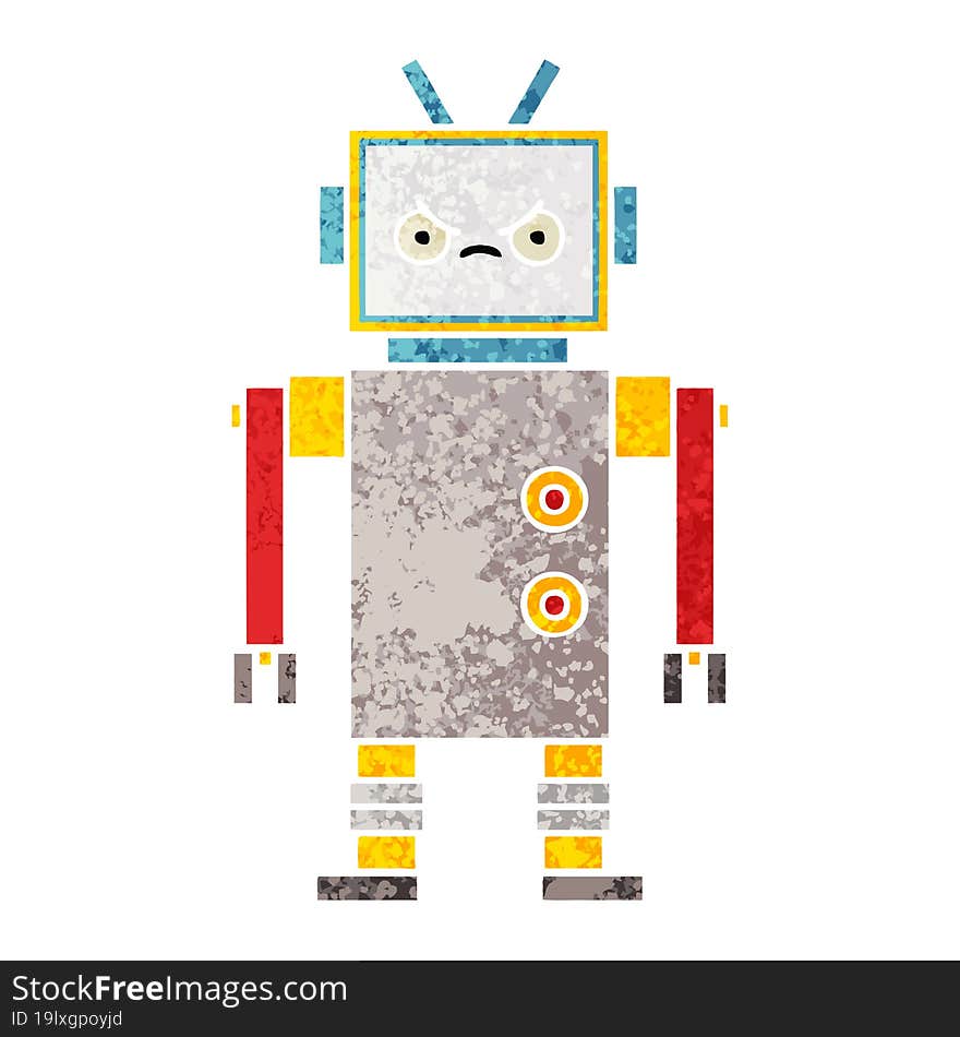 Retro Illustration Style Cartoon Robot