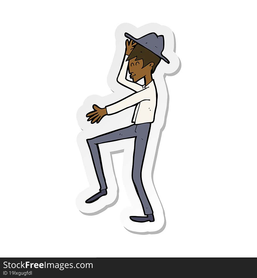 Sticker Of A Cartoon Fashionable Man