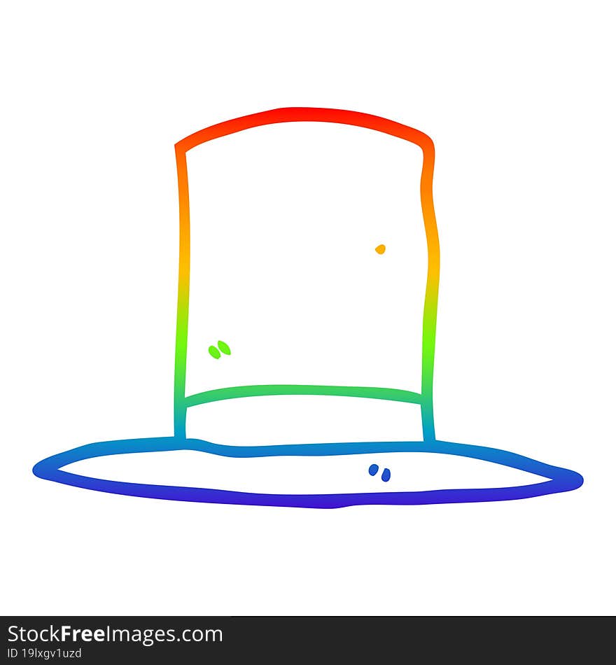 Rainbow Gradient Line Drawing Cartoon Top Hat