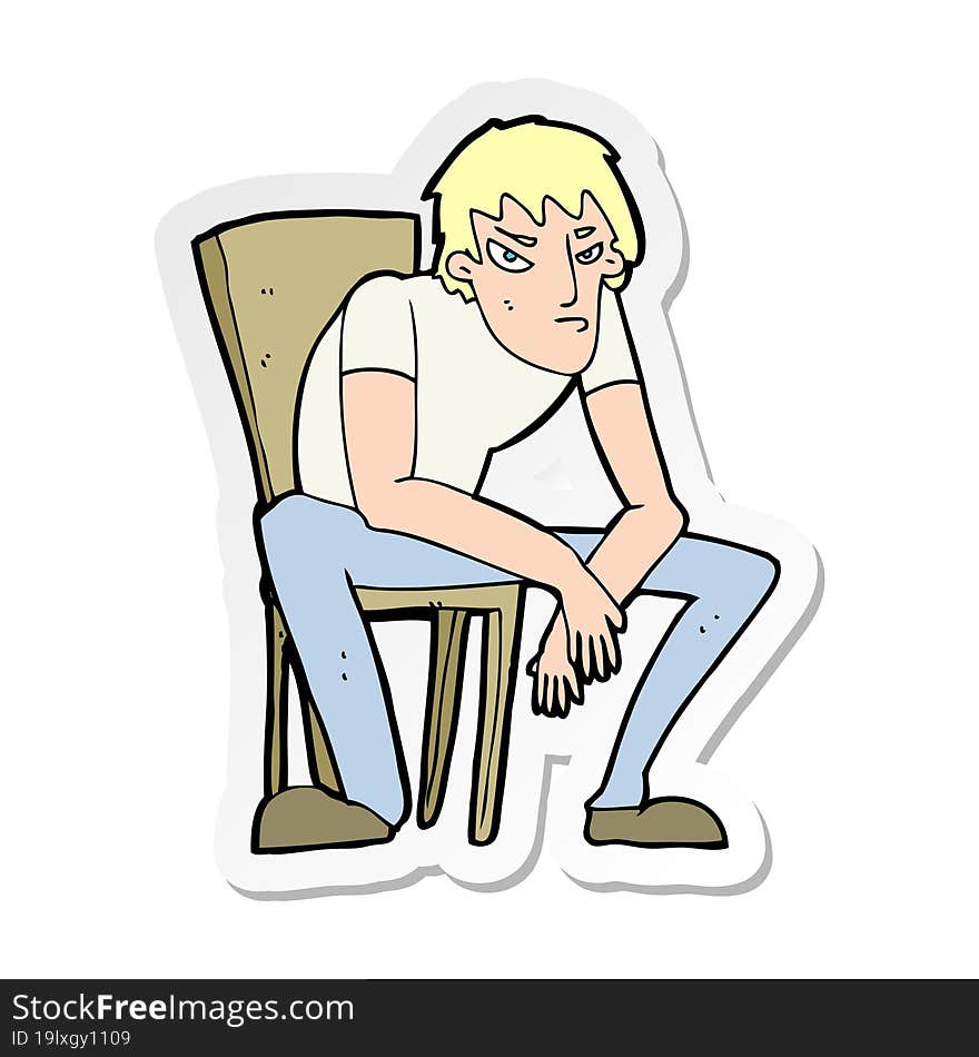 sticker of a cartoon dejected man