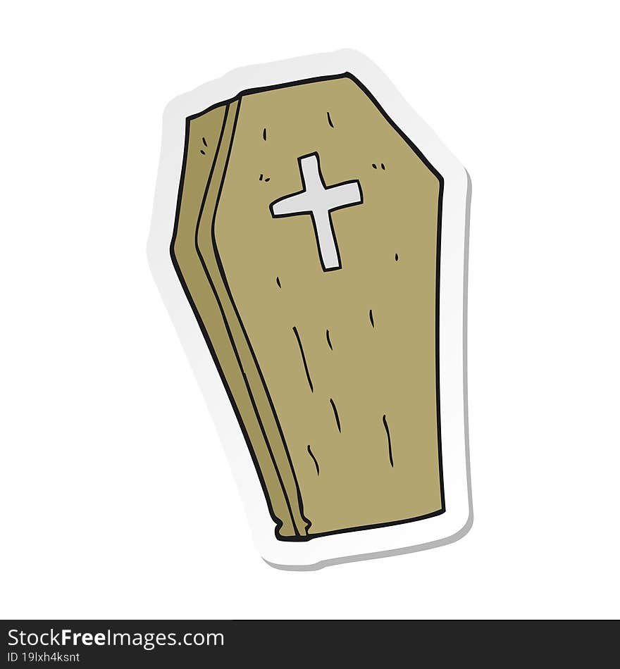 sticker of a cartoon spooky coffin