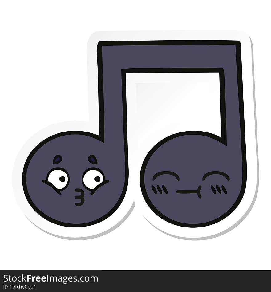 sticker of a cute cartoon musical note