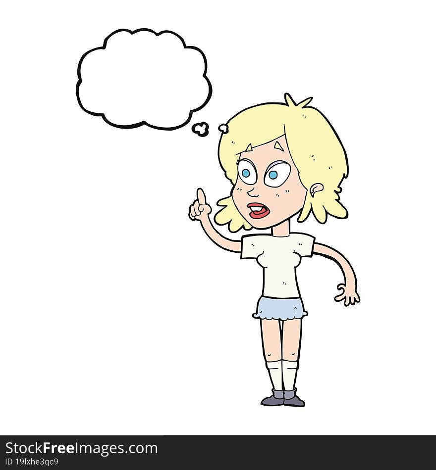 cartoon woman asking question with thought bubble