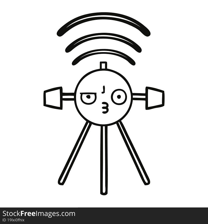 Line Drawing Cartoon Satellite