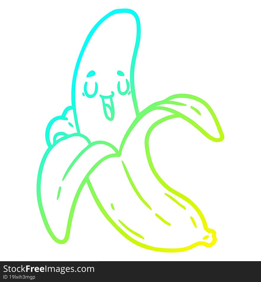 cold gradient line drawing cartoon banana