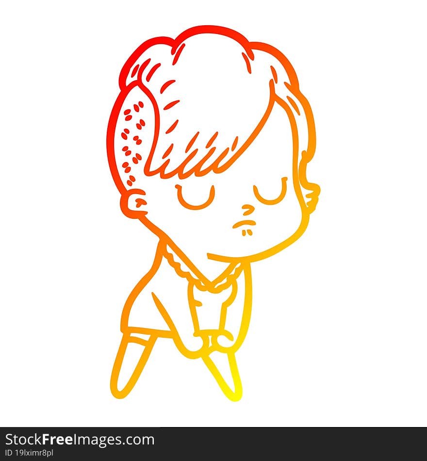 warm gradient line drawing of a cartoon woman