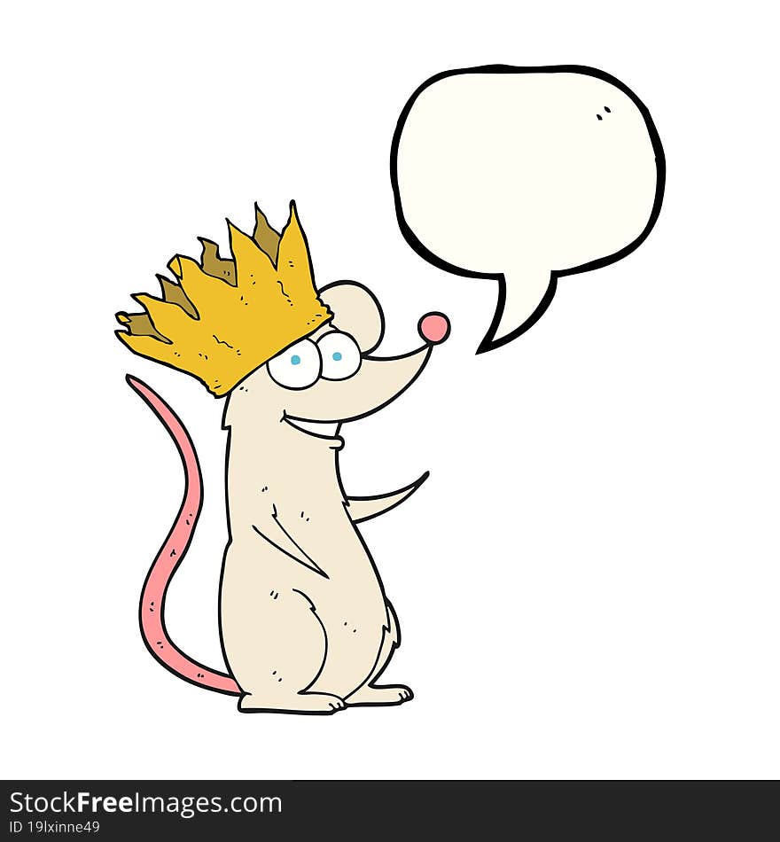 freehand drawn speech bubble cartoon mouse wearing crown