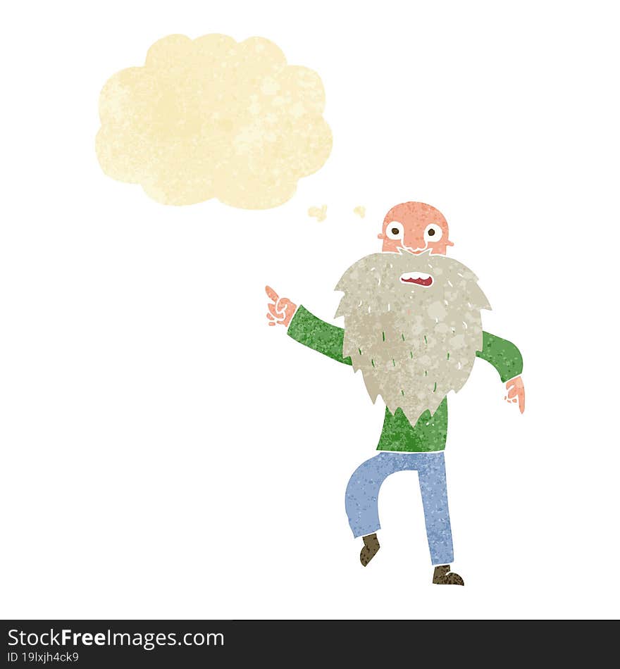 cartoon stressed old man with thought bubble