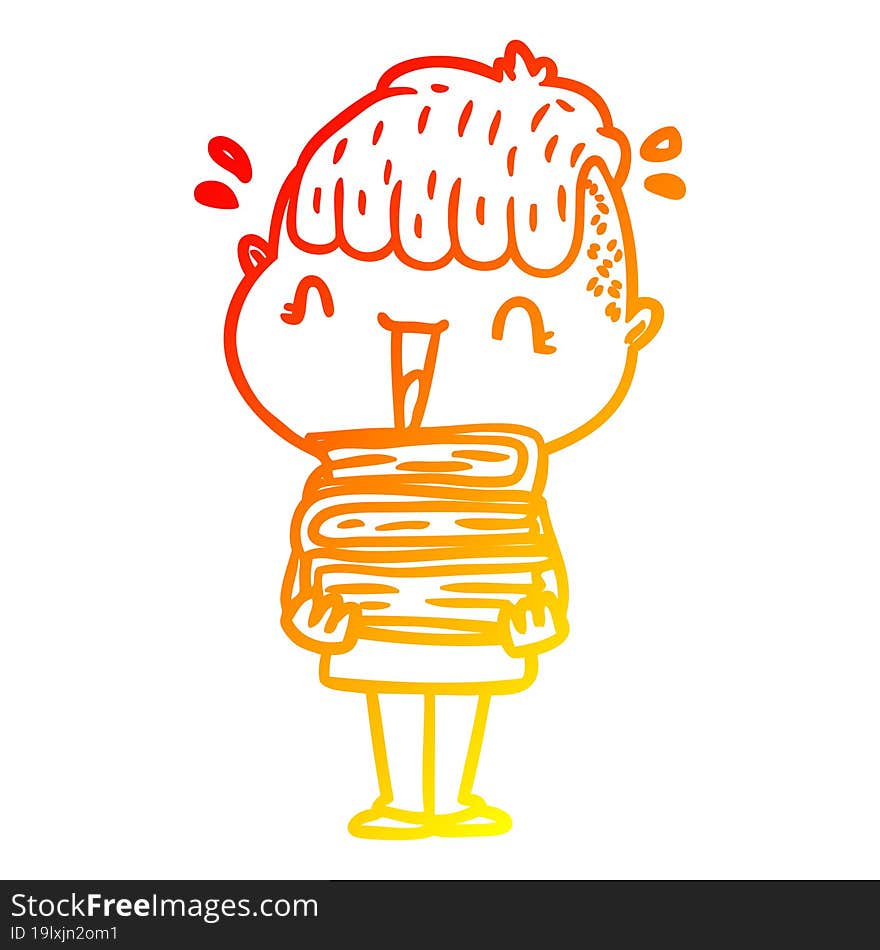 warm gradient line drawing cartoon happy boy surprised