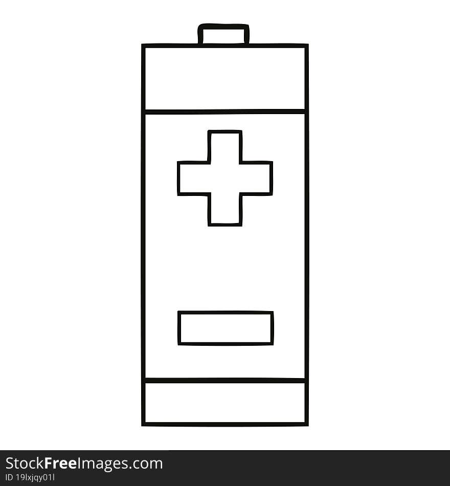 Line Drawing Cartoon Electrical Battery