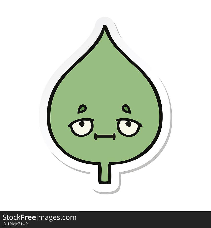 Sticker Of A Cute Cartoon Expressional Leaf