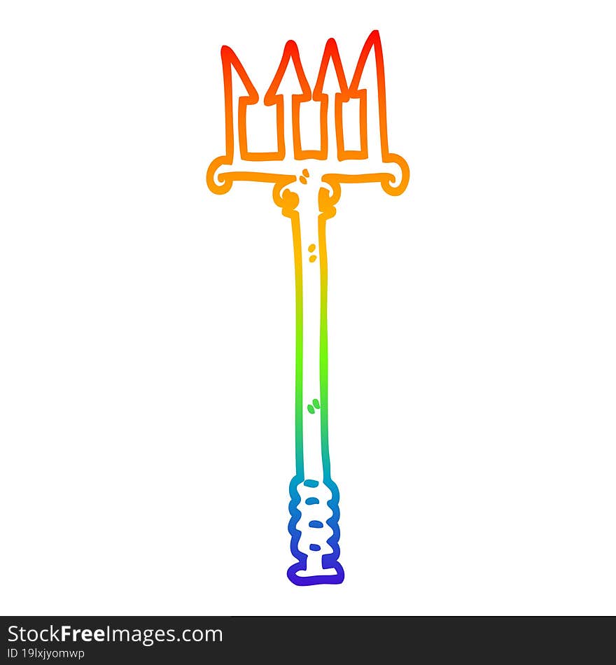 rainbow gradient line drawing cartoon pitchfork