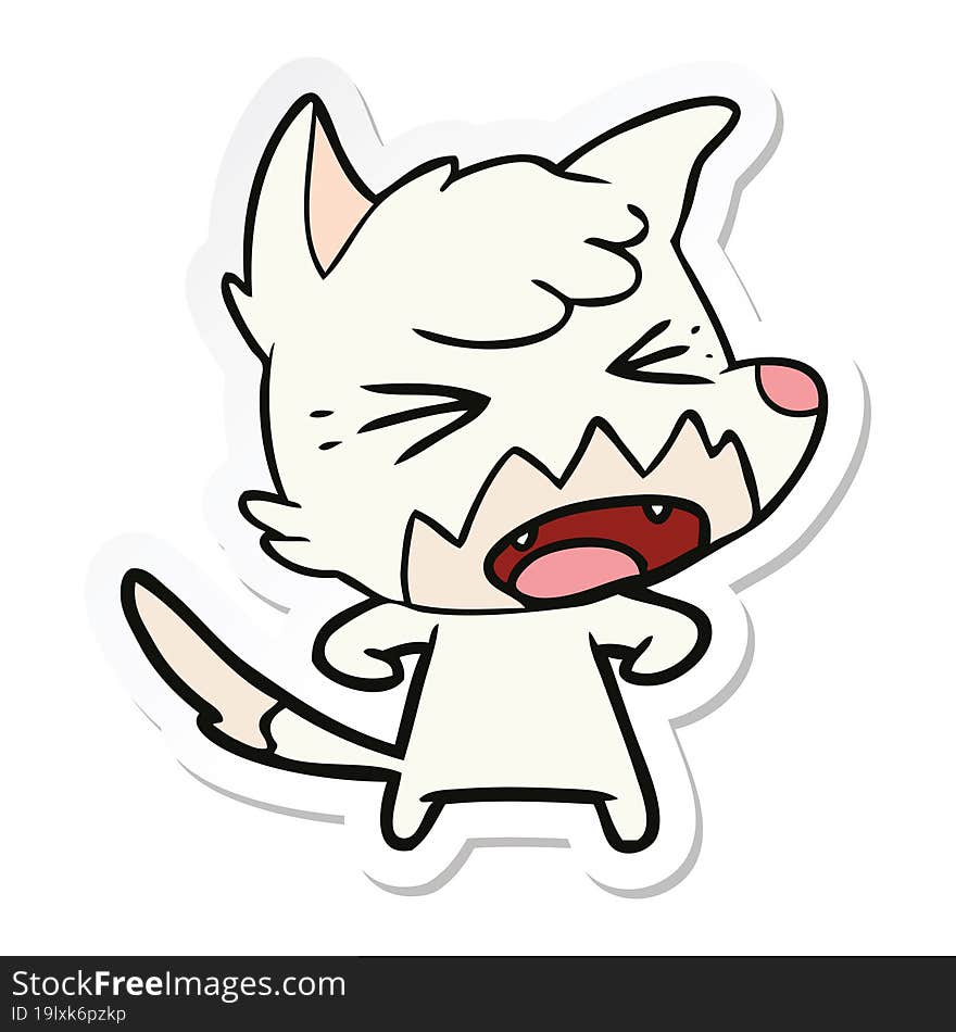 sticker of a angry cartoon fox