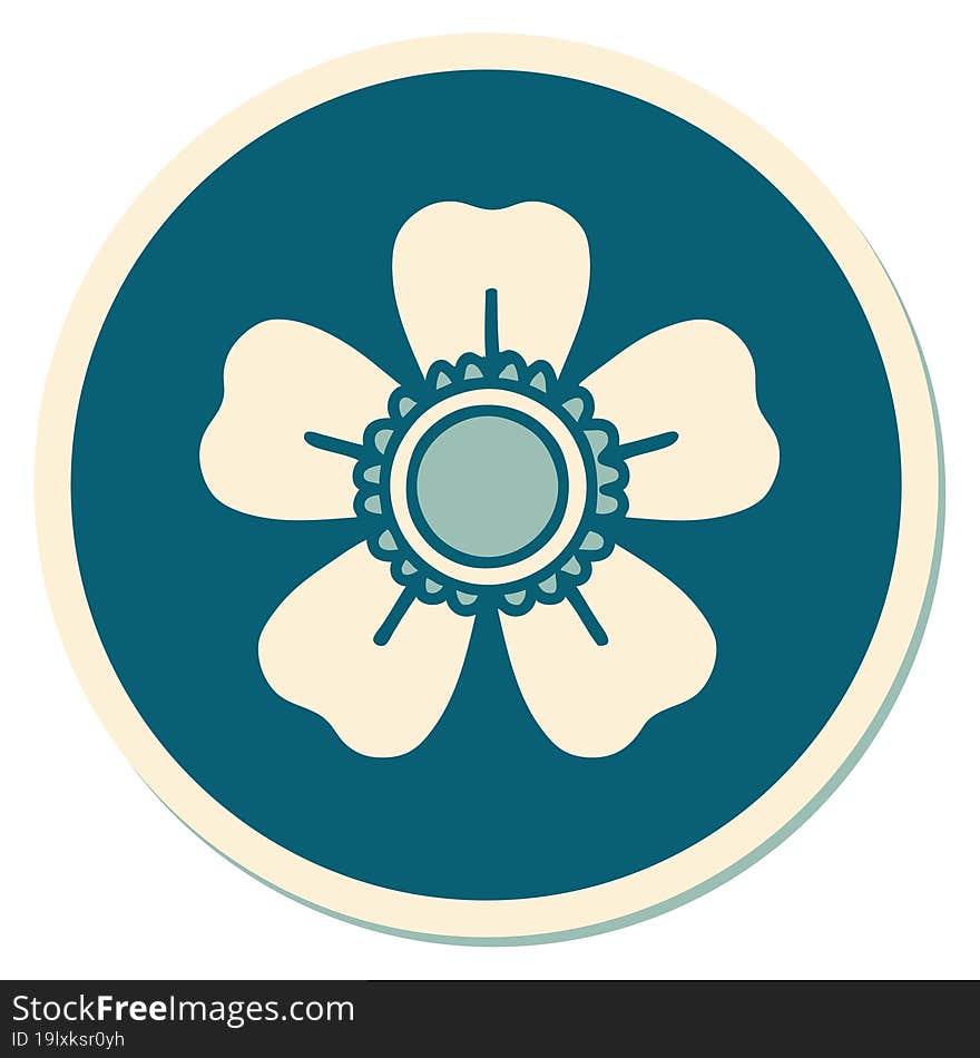 sticker of tattoo in traditional style of a flower. sticker of tattoo in traditional style of a flower