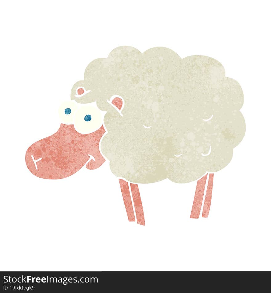 funny freehand retro cartoon sheep. funny freehand retro cartoon sheep