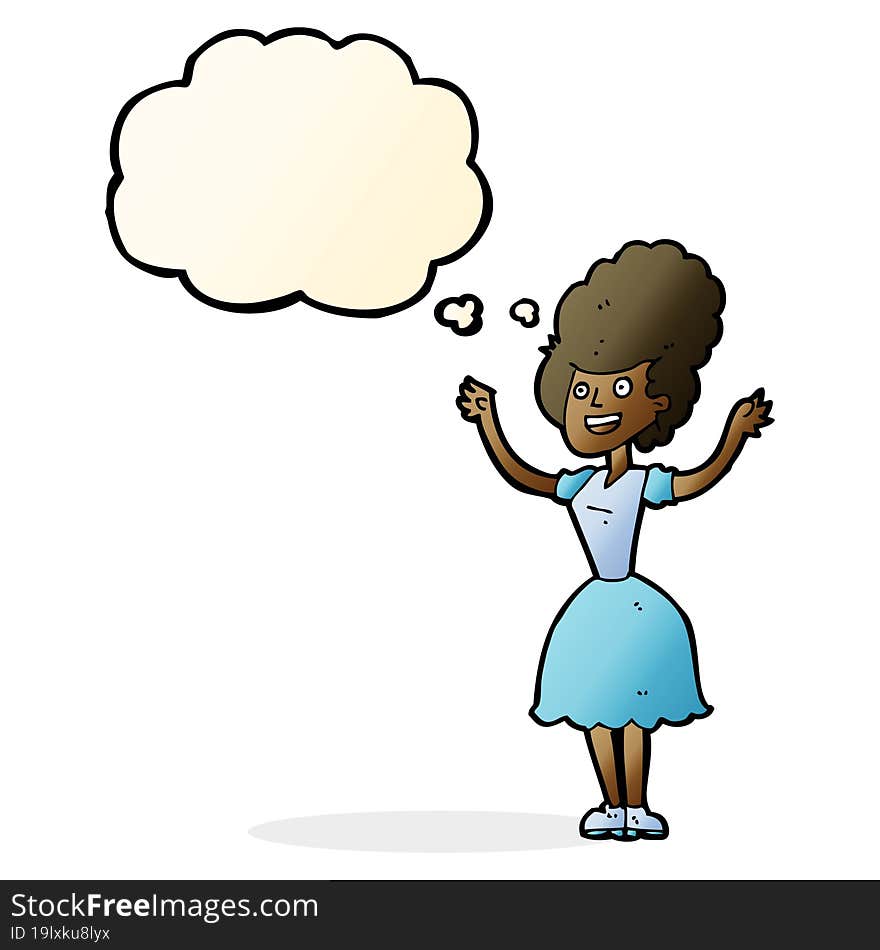 Cartoon Happy 1950 S Woman With Thought Bubble