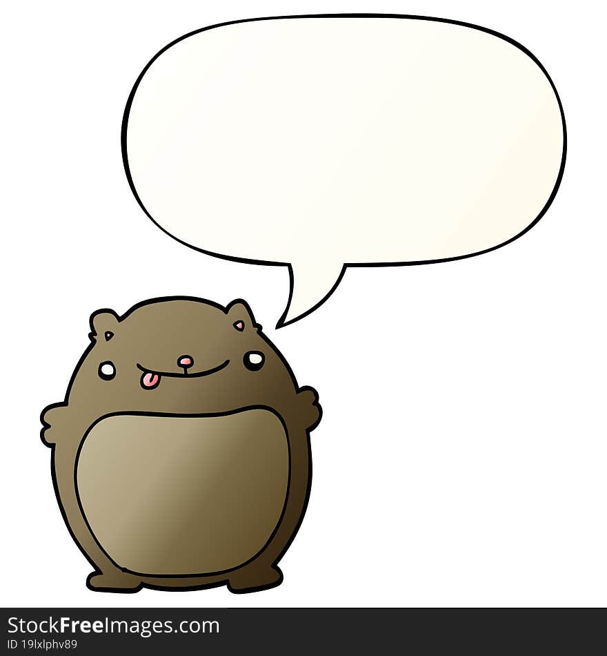 cartoon bear and speech bubble in smooth gradient style