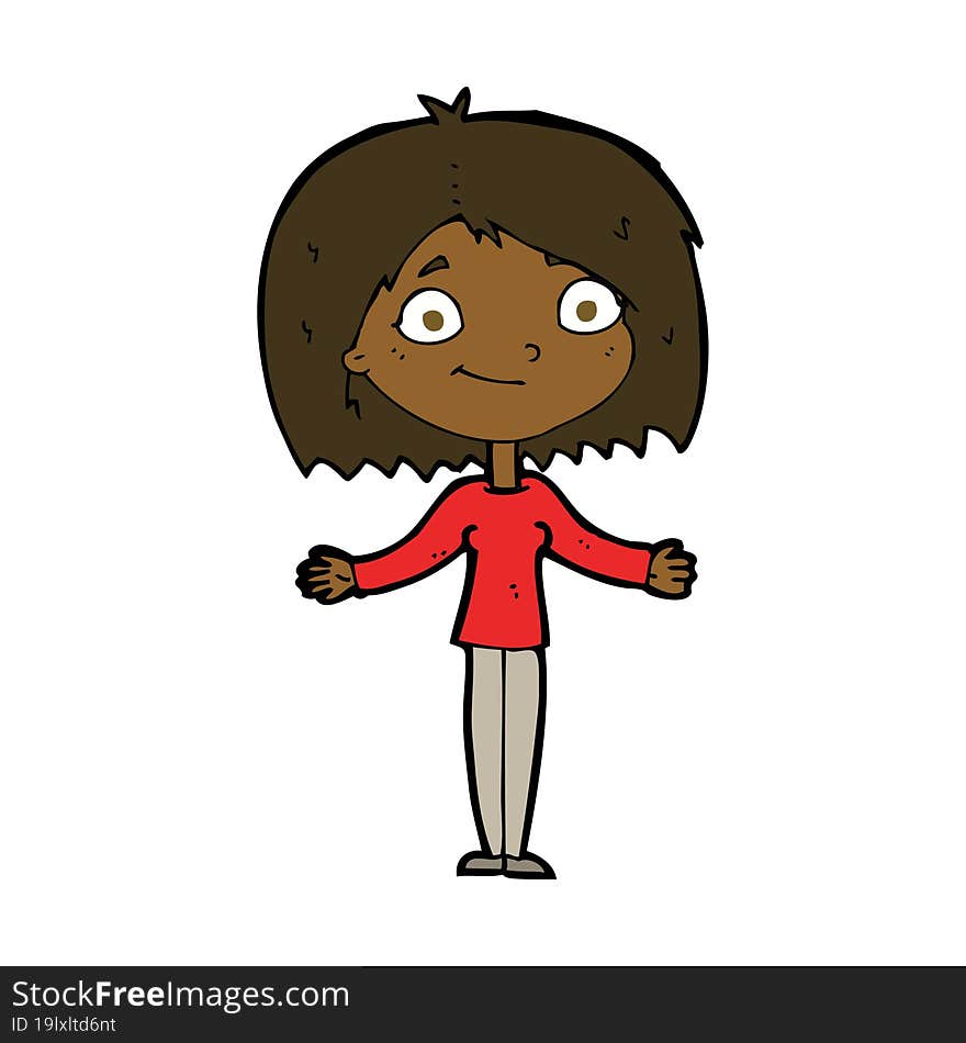 Cartoon Woman Shrugging Shoulders