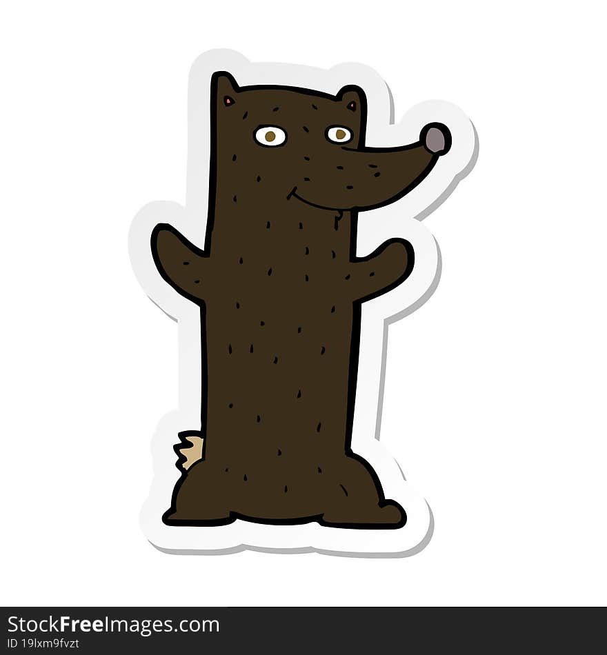 Sticker Of A Cartoon Black Bear