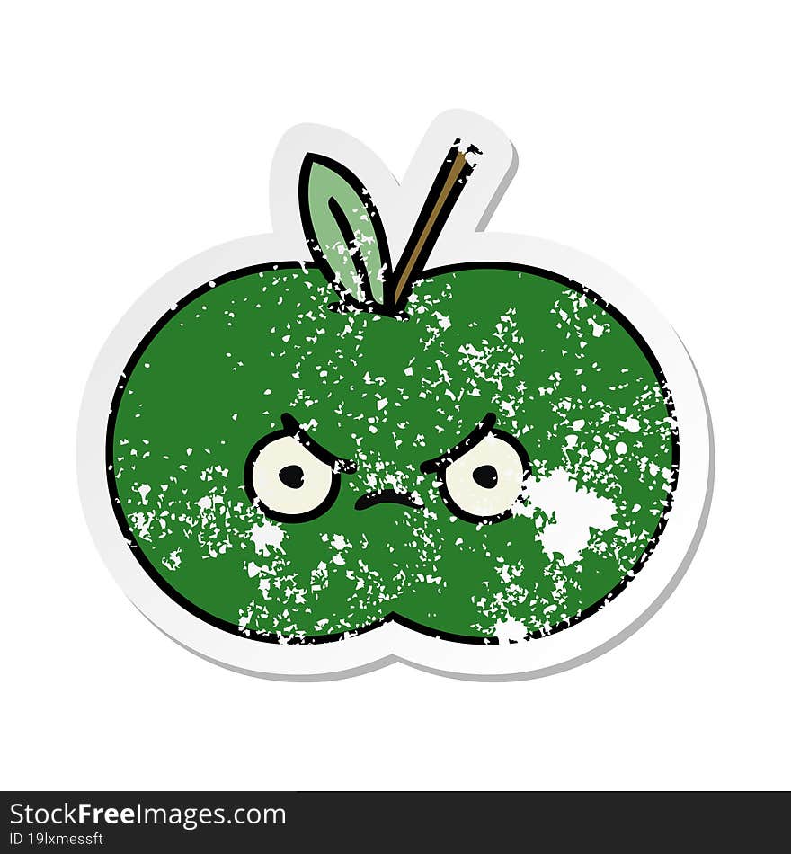 distressed sticker of a cute cartoon juicy apple