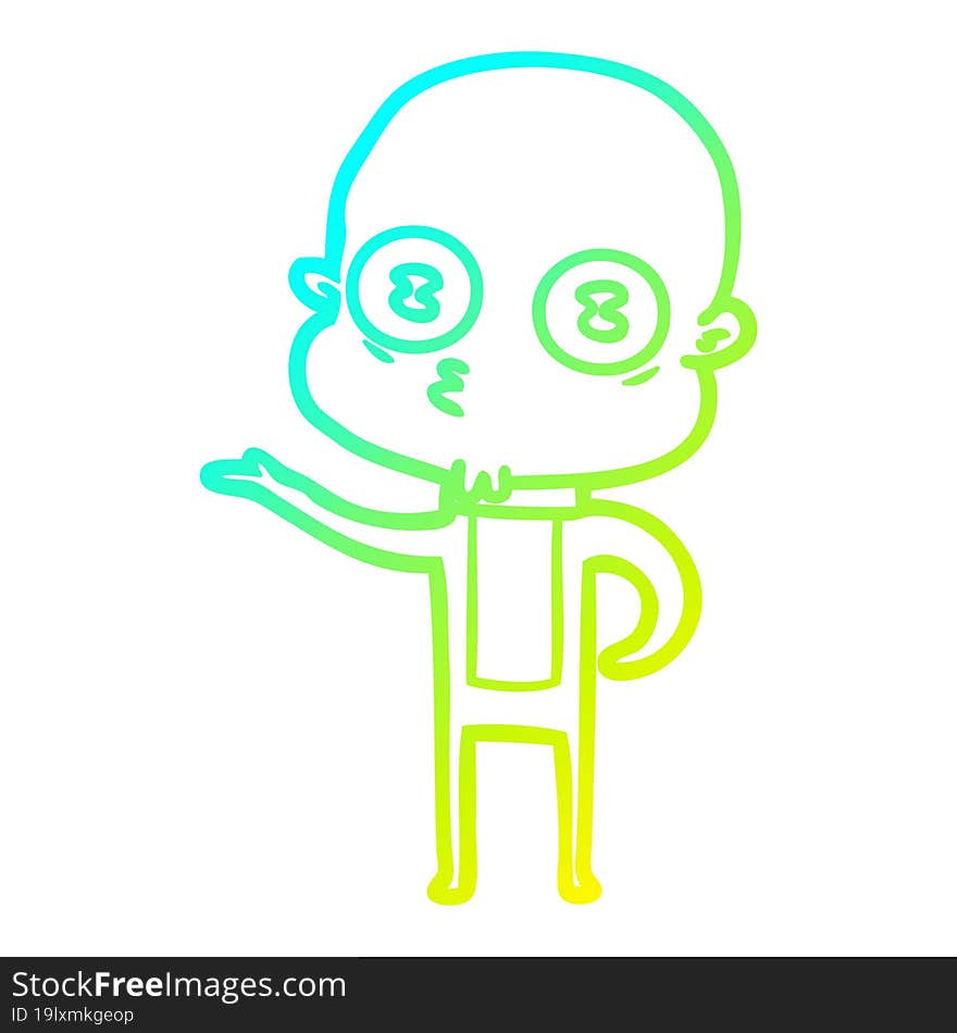 cold gradient line drawing cartoon weird bald spaceman