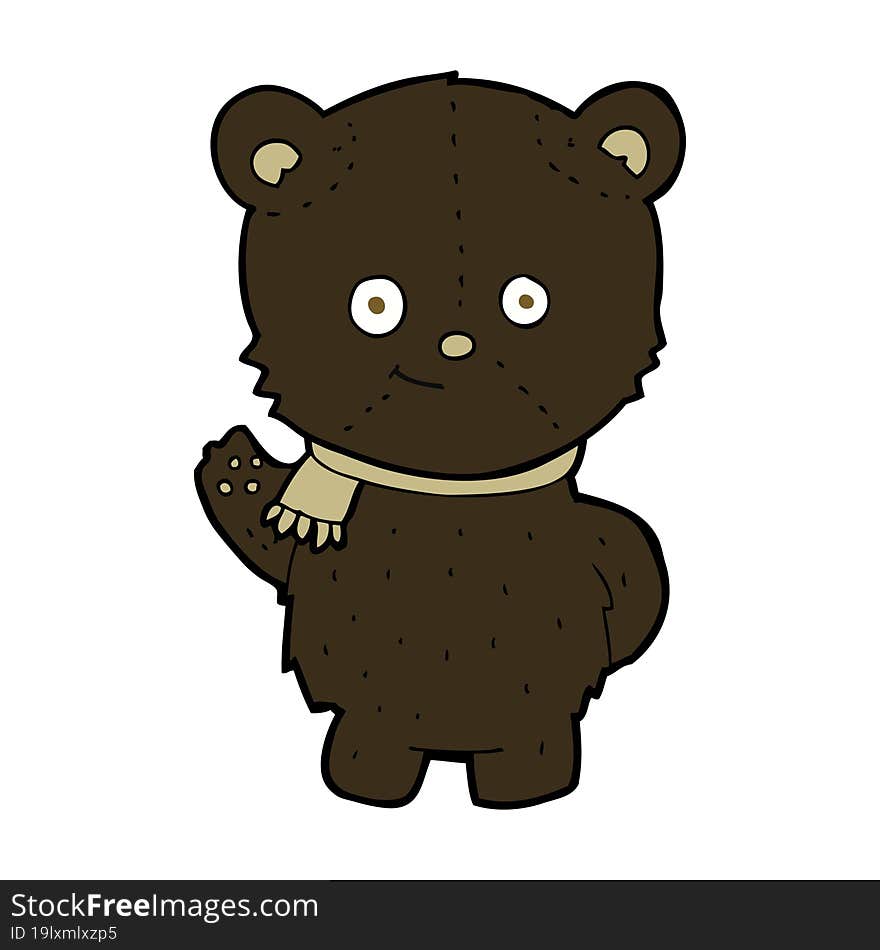 cute cartoon black bear waving