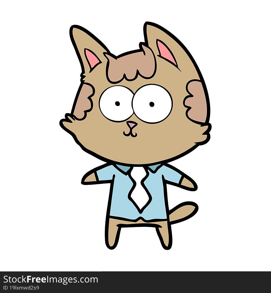 happy cartoon cat office worker. happy cartoon cat office worker