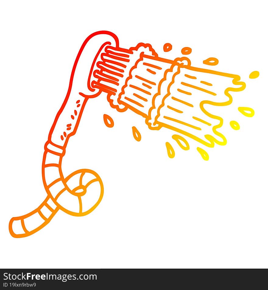 warm gradient line drawing of a cartoon shower head