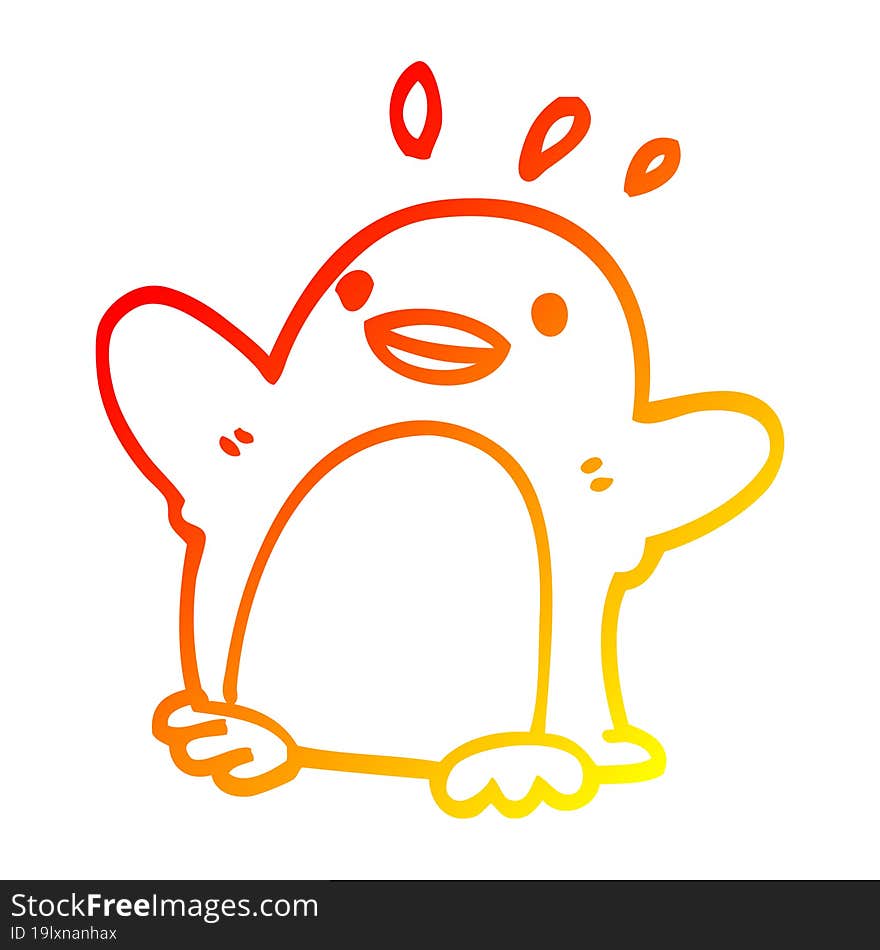 warm gradient line drawing cartoon christmas penguin