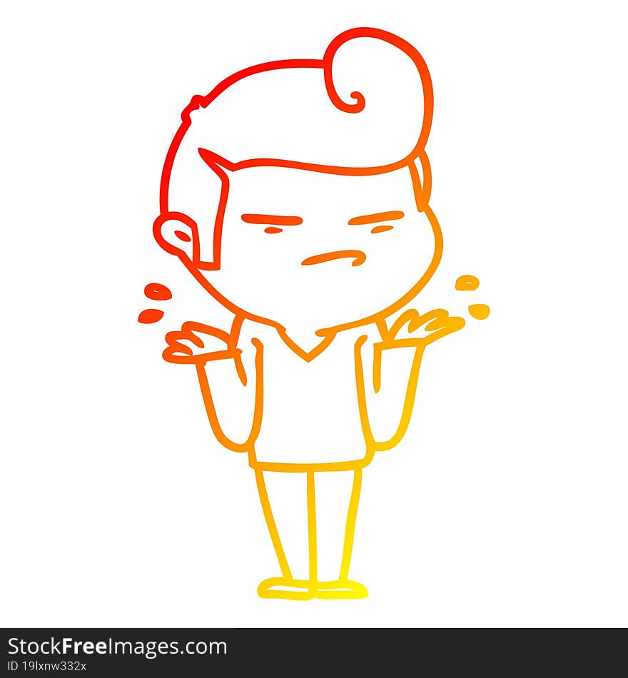 warm gradient line drawing cartoon cool guy with fashion hair cut