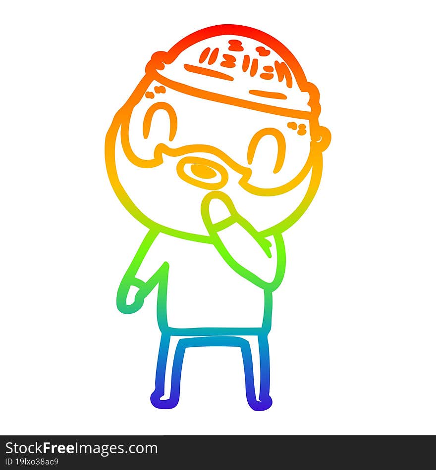 rainbow gradient line drawing cartoon bearded man