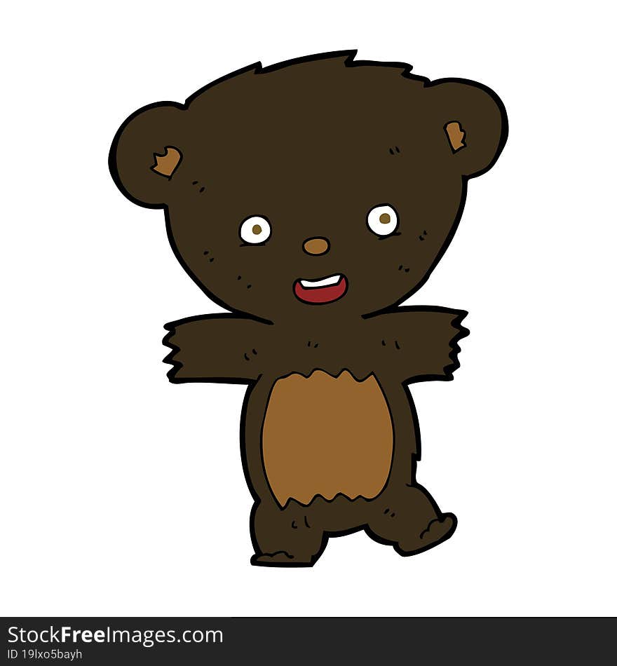 Cartoon Teddy Black Bear Cub