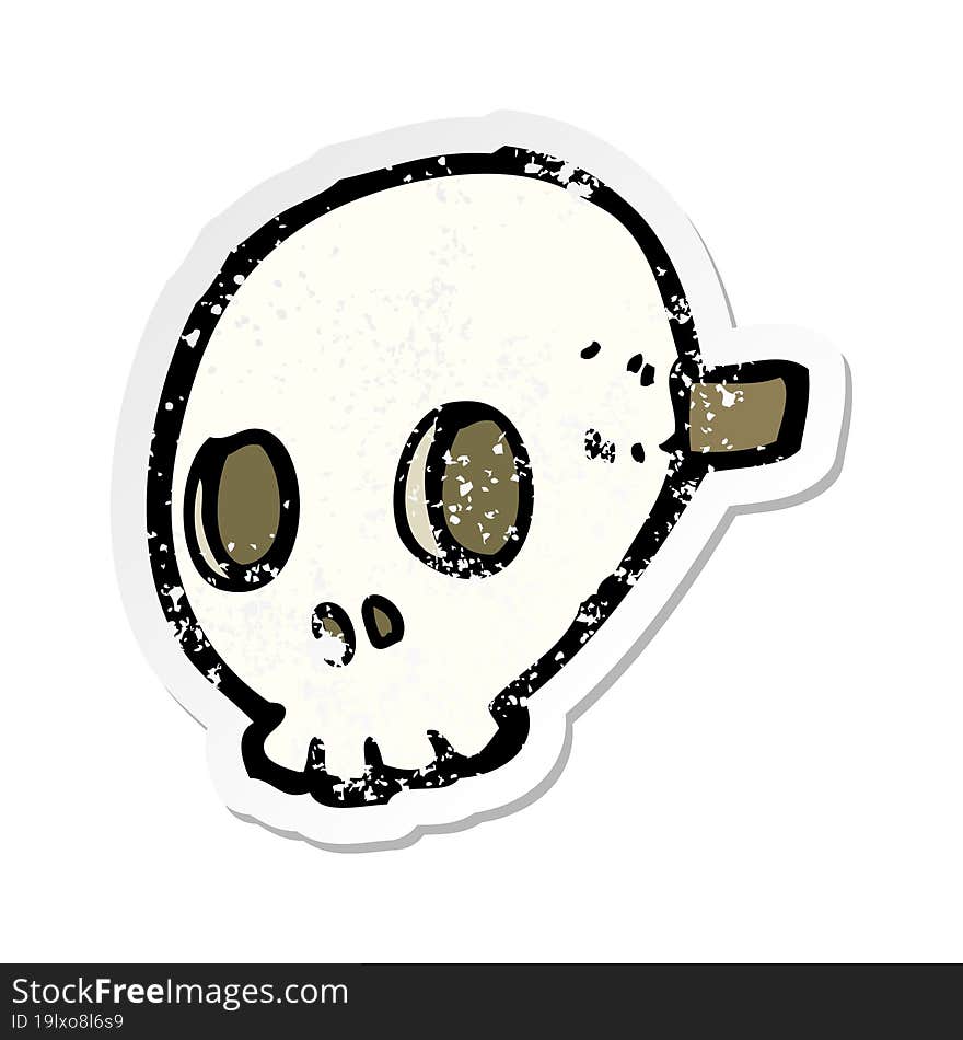 retro distressed sticker of a cartoon skull mask