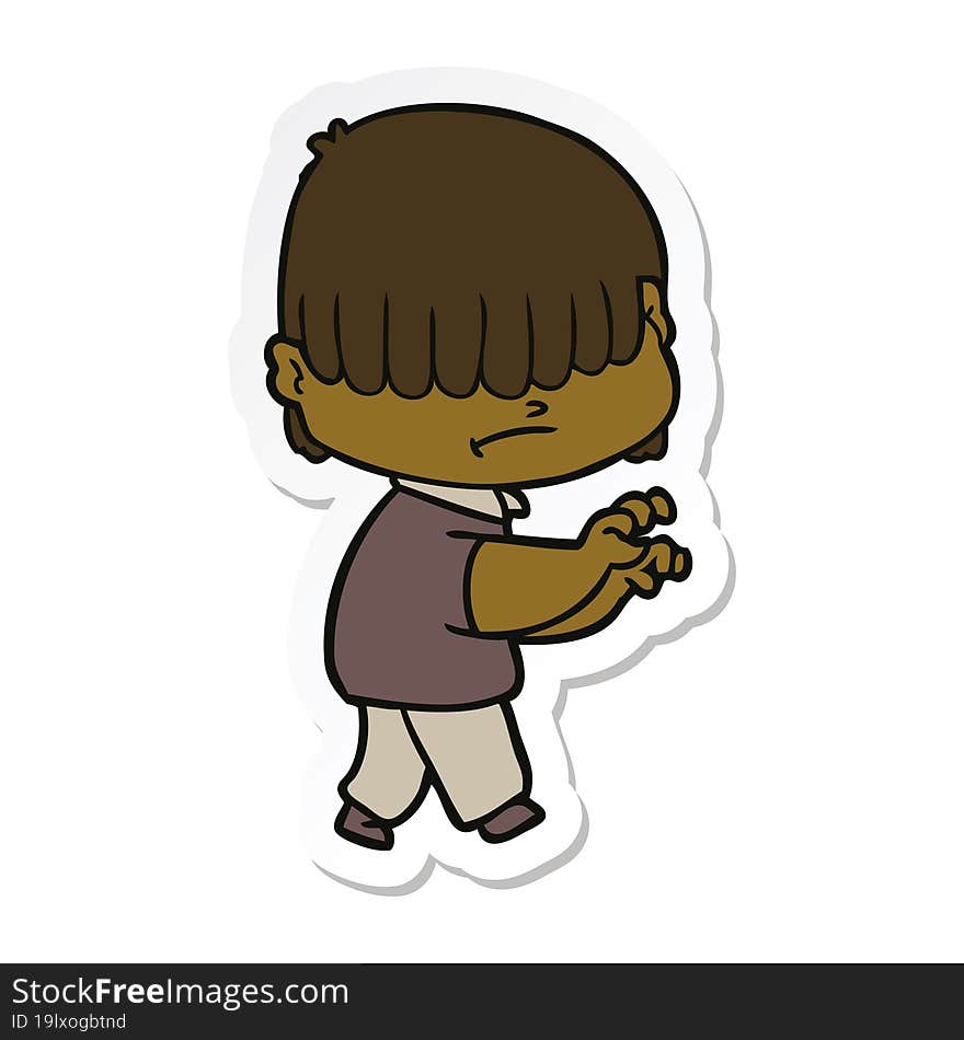 sticker of a cartoon boy with untidy hair