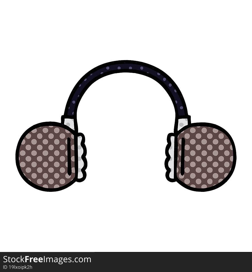 comic book style cartoon of a retro headphone